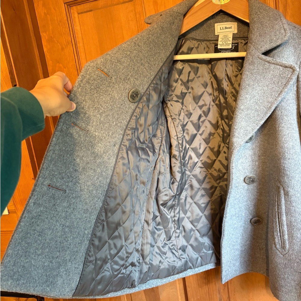 L.L. Bean Gray Wool Peacoat Timeless Style - Picture 4 of 5